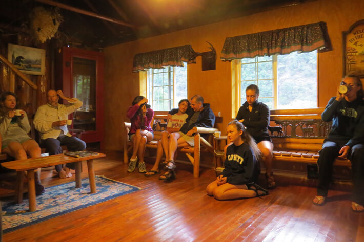 Family in Blackbar Lodge on the Rogue River